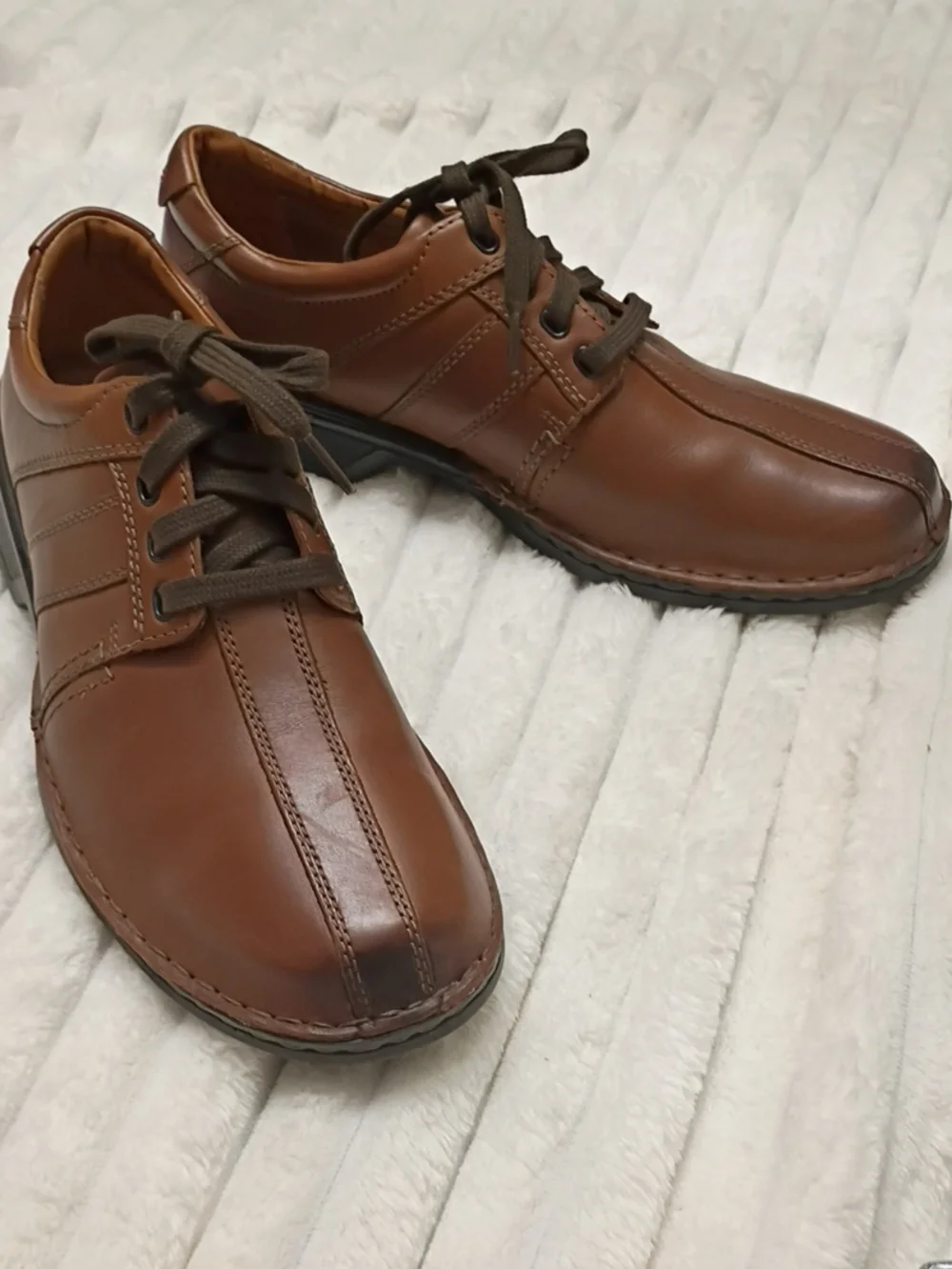 Clarks Toureg Vibe Mens Brown Leather Flat Lace Up Dress Shoes 9.5W